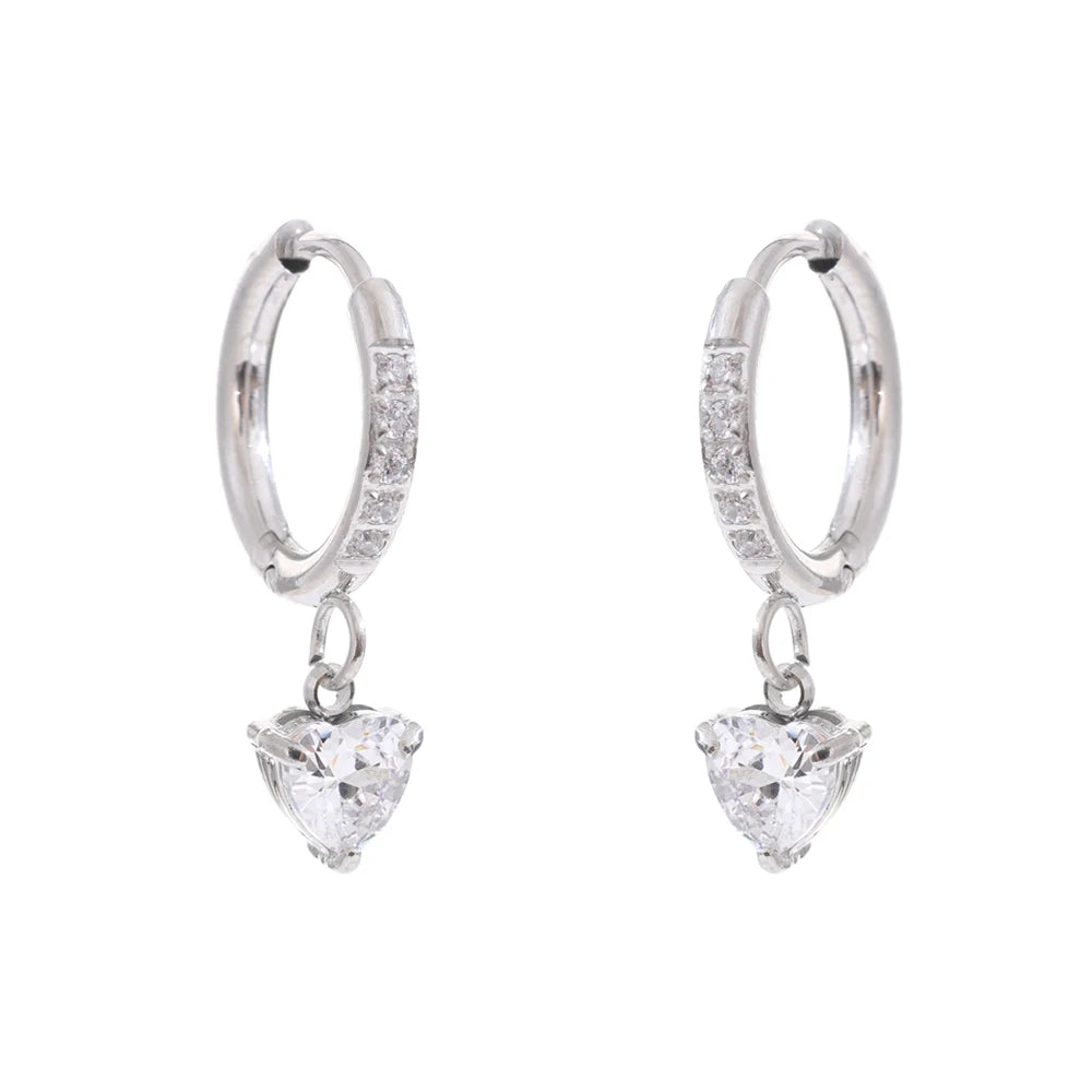 Zalzani Brincos de Argola com Zircônia Cúbica e Flor