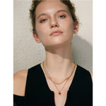 Yhpup popular aço inoxidável dupla camada corrente sobreposição colar gota contas chegadas diárias jóias resistente à água