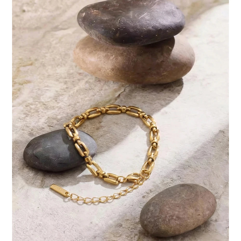 Pulseira de Aço Inoxidável Yhpup, Corrente de Metal de Alta Qualidade, Joia de Pulso Personalizada e à Prova d'Água para Mulheres