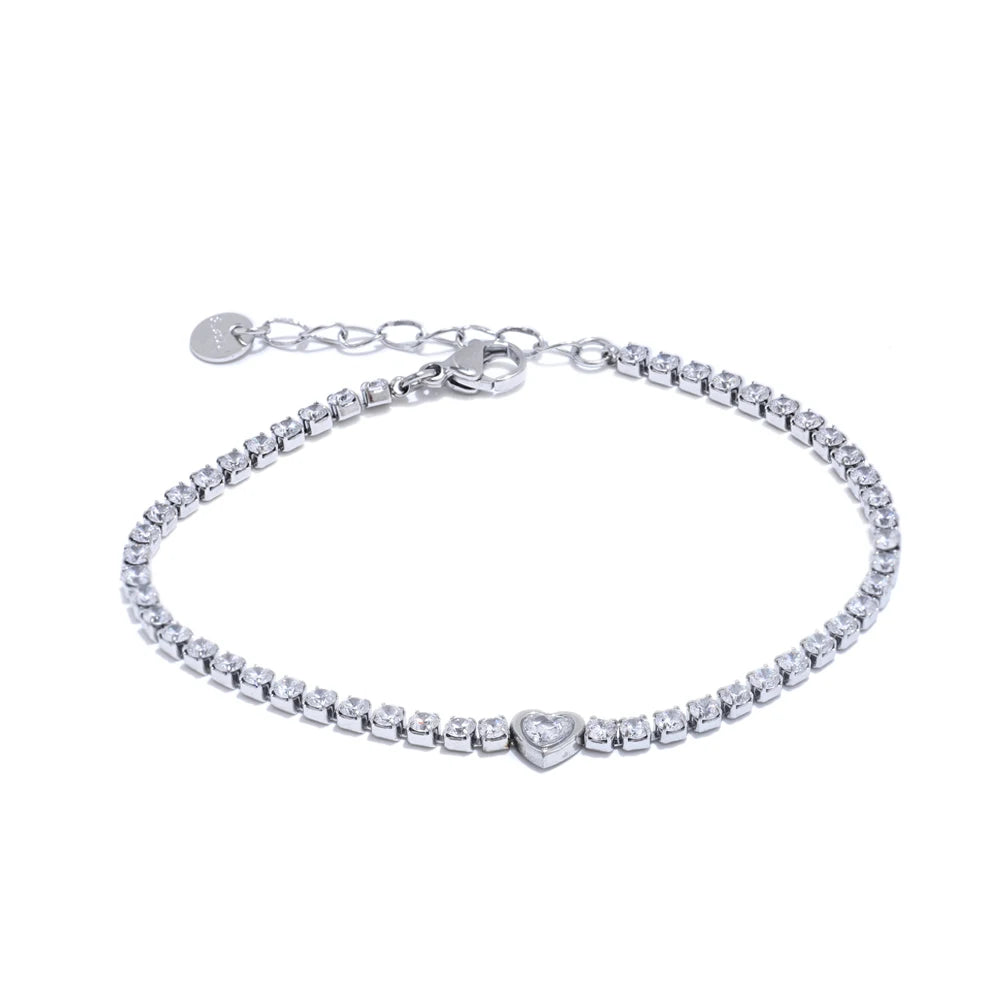 Pulseira Coração Brilhante com Zircônia Cúbica | Zalzani