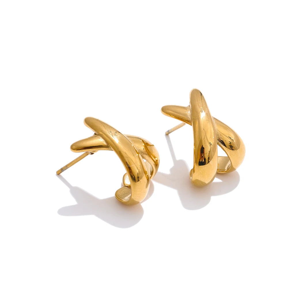 Brincos Minimalistas em X Banhados a Ouro 18K | Zalzani
