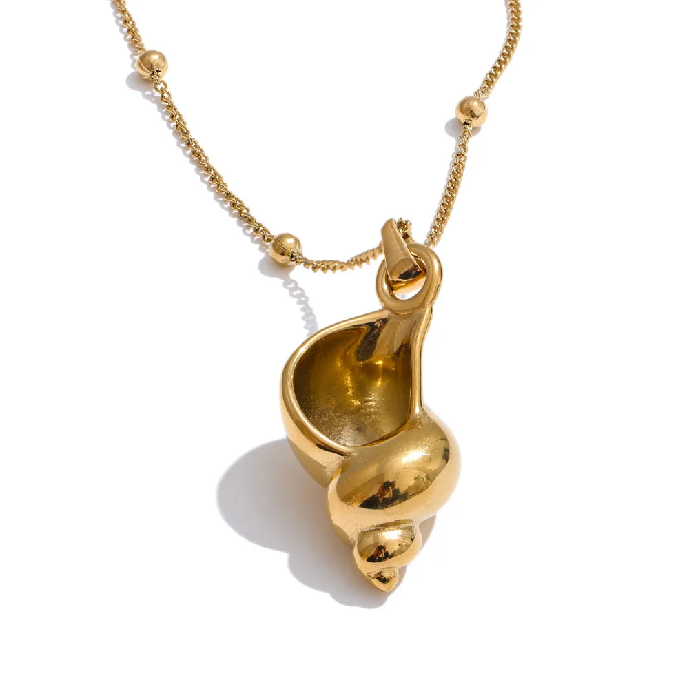 Colar Pingente Concha de Aço Inoxidável - Zalzani Joias