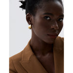 Yhpup novo suave 316l aço inoxidável criativo geométrico oco brincos feminino 18k banhado a ouro metal jóias à prova dwaterproof água