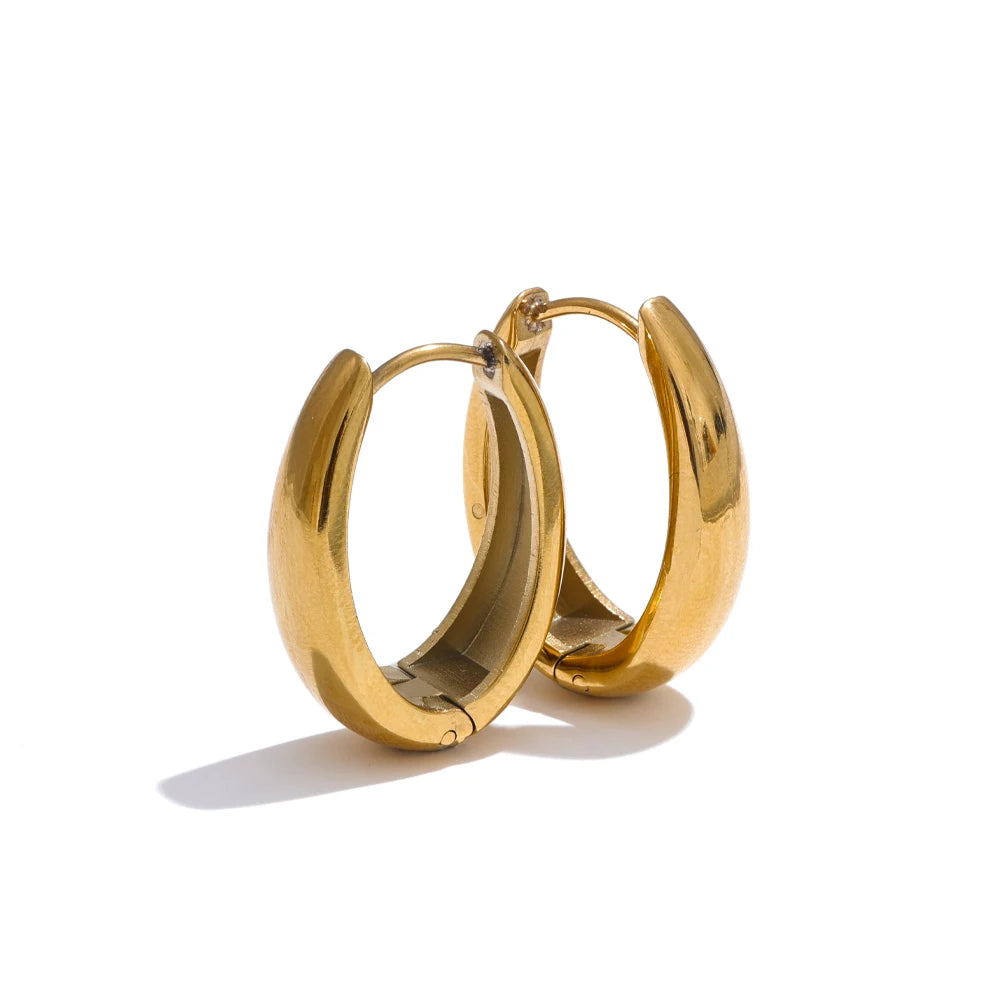 Brincos de Argola Geométricos Banhados a Ouro 18K | Zalzani