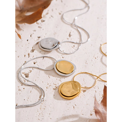 Yhpup duplo redondo pingente moda colar resistente à água metal aço inoxidável diário à prova ddiy água jóias recomendar