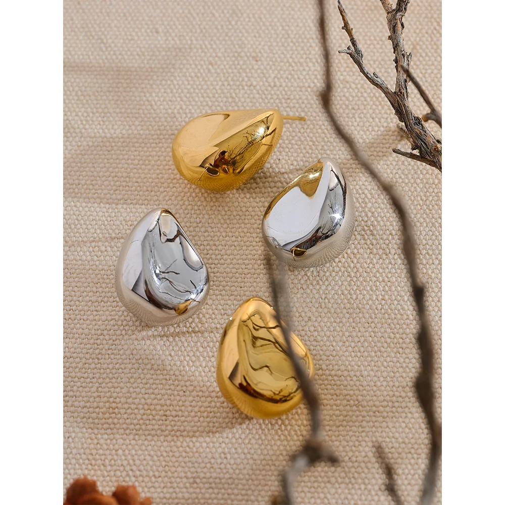 Yhpup novo suave 316l aço inoxidável criativo geométrico oco brincos feminino 18k banhado a ouro metal jóias à prova dwaterproof água