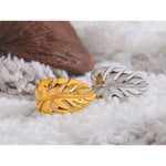 Yhpup design elegante de aço inoxidável folha de metal folhas anel aberto à prova de ferrugem individualista moda jóias presente resistente à água