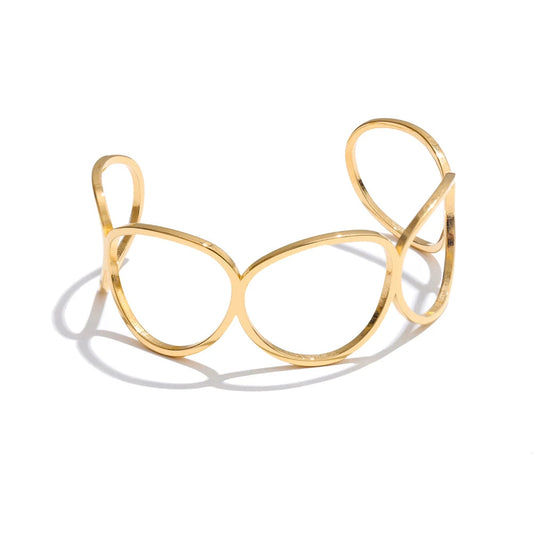 Yhpup ajustável minimalista aço inoxidável oco manguito pulseira distintivo geométrico popular jóias atacado novo