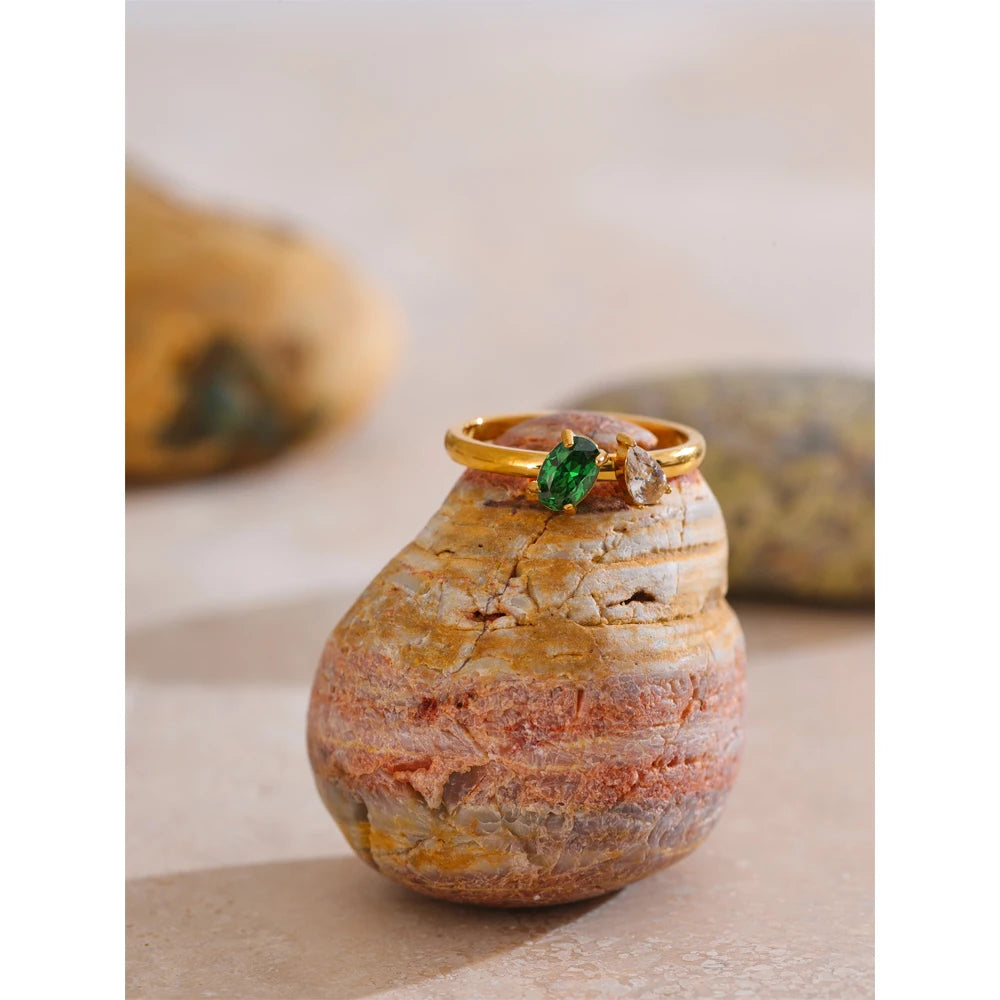 Yhpup tamanho 678 moda chique zircônia cúbica anel fino presente tendência 316 aço inoxidável coreano dedo jóias feminino pvd banhado