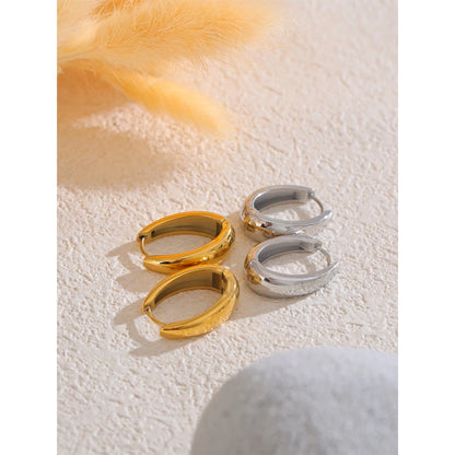 Yhpup 316L Brincos de argola geométricos em formato de U em aço inoxidável 18K banhado a ouro PVD popular diário elegante acessório de joias à prova d'água