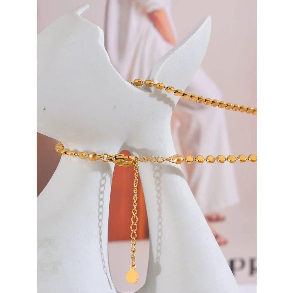 Yhpup requintado aço inoxidável brilhante quadrado corrente colar novo estilo 18k real banhado a ouro jóias de moda diária