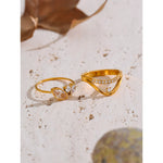 Yhpup tamanho 6 7 8 delicado brilhante cnc zircônia cúbica anel de alta qualidade 18k ouro pvd banhado a aço inoxidável dedo jóias presente