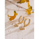 Yhpup delicado zircônia cúbica coração gota de água flor brincos de argola de aço inoxidável premium joias diárias 2025