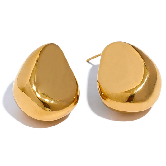 Yhpup novo suave 316l aço inoxidável criativo geométrico oco brincos feminino 18k banhado a ouro metal jóias à prova dwaterproof água