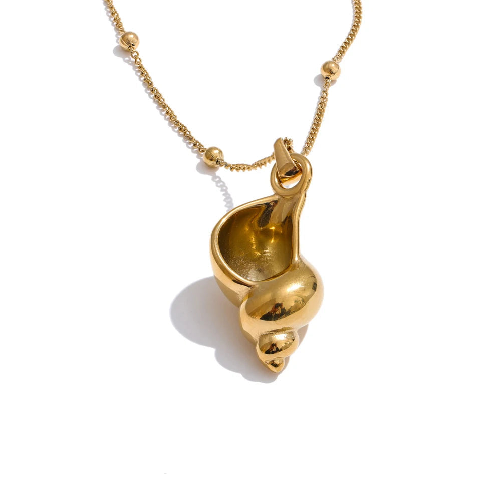 Yhpup 2025 verão oceano estilo metal concha pingente colar distintivo aço inoxidável férias moda jóias novo