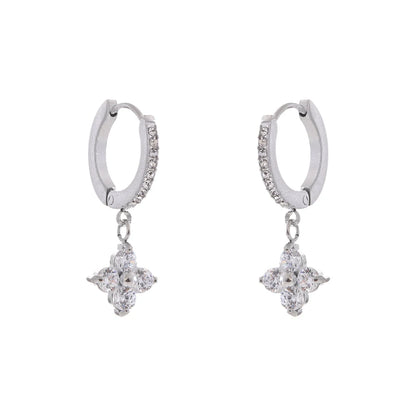Brincos de Argola com Zircônia Cúbica e Flor | Zalzani