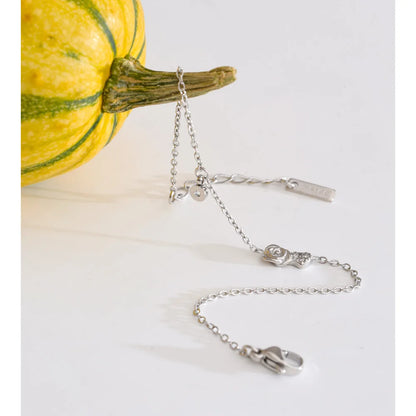 Pulseira de Corrente Fina em Aço Inoxidável Yhpup, Banhada a Ouro 16K PVD, com Flor de Zircônia, Acessório de Joalheria Minimalista para o Pulso