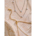 Yhpup coreano dupla camada zircônia coração chique corrente colar de verão requintado colar em camadas de aço inoxidável jóias para mulher