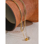 Yhpup popular aço inoxidável dupla camada corrente sobreposição colar gota contas chegadas diárias jóias resistente à água