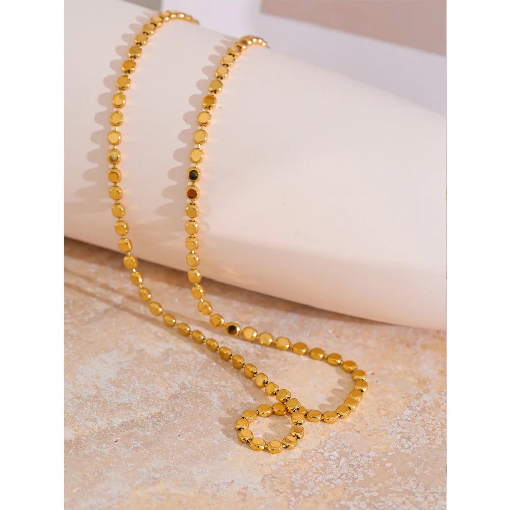 Yhpup requintado aço inoxidável brilhante quadrado corrente colar novo estilo 18k real banhado a ouro jóias de moda diária
