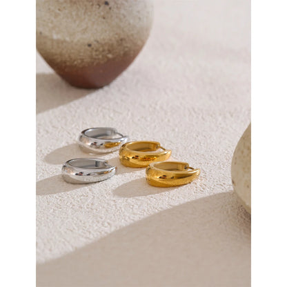 Yhpup 316L Brincos de argola geométricos em formato de U em aço inoxidável 18K banhado a ouro PVD popular diário elegante acessório de joias à prova d'água