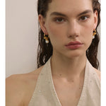 Yhpup clássico de aço inoxidável com pérolas simuladas, brincos de argola geométricos para todas as ocasiões, chique, versátil, joias douradas diárias