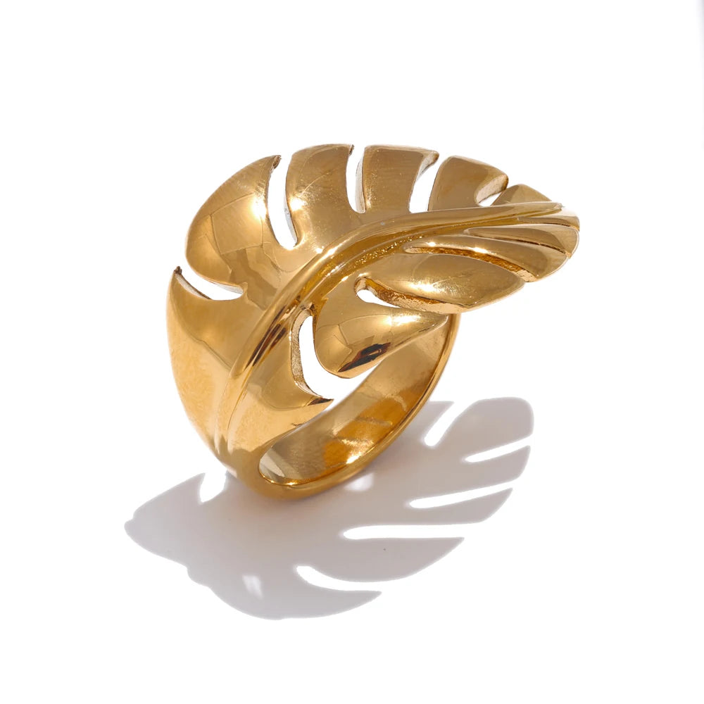 Anel Folha Banhado a Ouro 18K | Zalzani