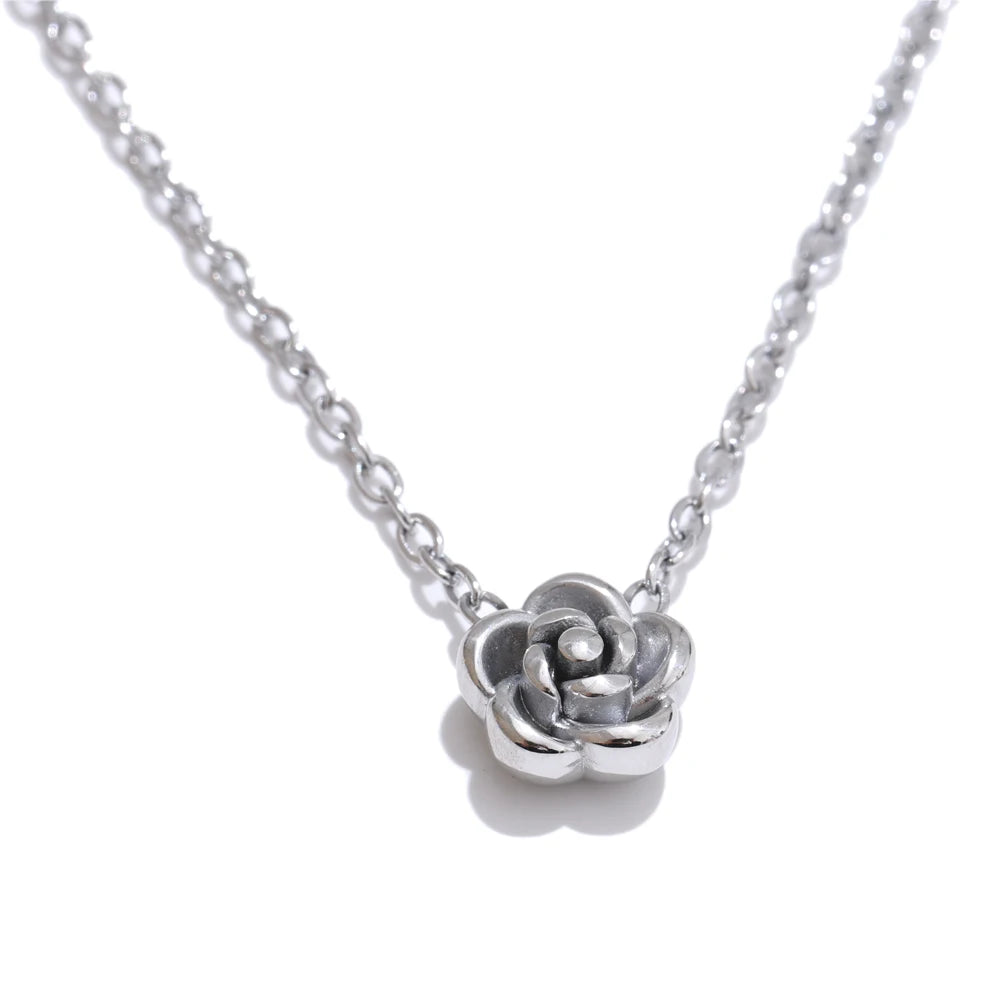 Conjunto de Joias Rosa com Flor Banhado a Ouro | Zalzani