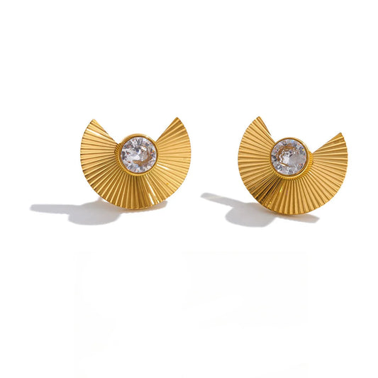 Brincos de zircônia cúbica em aço inoxidável Yhpup para todas as ocasiões, joias delicadas banhadas a ouro 18K, à prova d'água