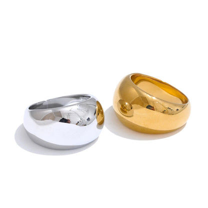 Yhpup 6789 #   Alta qualidade texturizado minimalista aço inoxidável brilhante metal liso anel robusto 18k pvd banhado clássico jóias presente