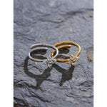 Yhpup requintado aço inoxidável bling zircônia cúbica flor anel ajustável para mulheres moda brilhante dedo jóias novo