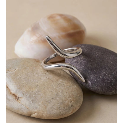 Anel Minimalista Ajustável em Aço Inoxidável Yhpup, Cor Platina Dourada 16K, Revestido em PVD, Joia Casual para Uso Diário, Presente