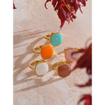 Yhpup chegadas doces doce quadrado anel ajustável 18k dourado pvd banhado a aço inoxidável verão popular charme jóias presente