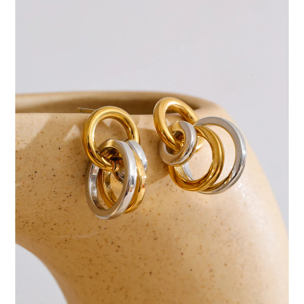 Yhpup novo aço inoxidável multi círculo redondo brincos 2025 à prova dwaterproof água diariamente recomendar moda atraente feminino jóias presente