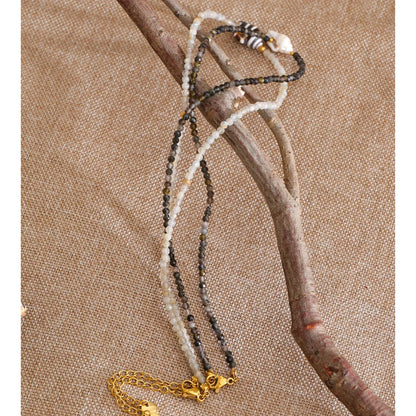 Colar de Concha em Aço Inoxidável Yhpup, Acessórios Feitos à Mão, Corrente de Pérolas de Cristal Branco e Cinza, Colar de Verão, Joias Mais Baratas