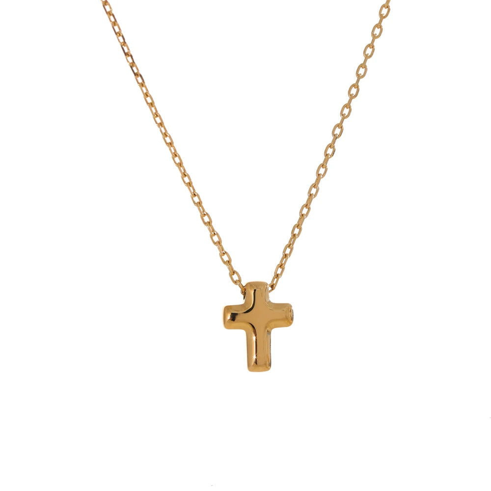 Yhpup pequeno à prova dwaterproof água de aço inoxidável chique cruz fundição charme pingente colar único clássico moda jóias bijoux femme