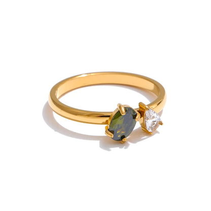 Yhpup tamanho 678 moda chique zircônia cúbica anel fino presente tendência 316 aço inoxidável coreano dedo jóias feminino pvd banhado