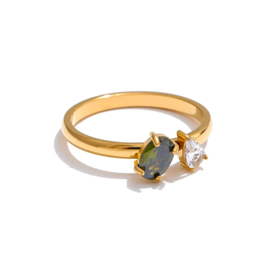 Yhpup tamanho 678 moda chique zircônia cúbica anel fino presente tendência 316 aço inoxidável coreano dedo jóias feminino pvd banhado