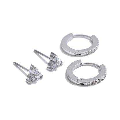 Conjunto de Brincos com Zircônia Cúbica Banhado a Ouro | Zalzani