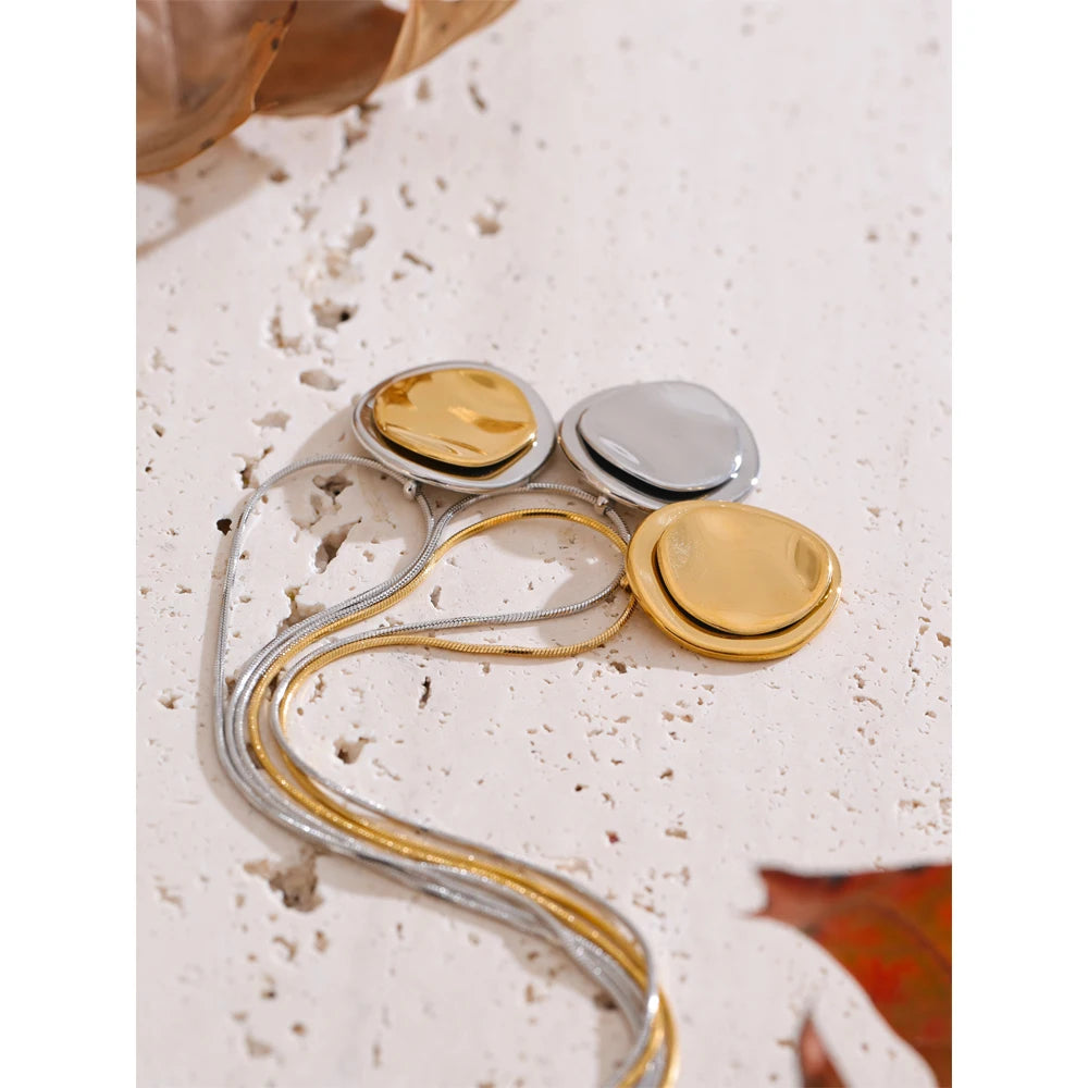 Yhpup duplo redondo pingente moda colar resistente à água metal aço inoxidável diário à prova ddiy água jóias recomendar