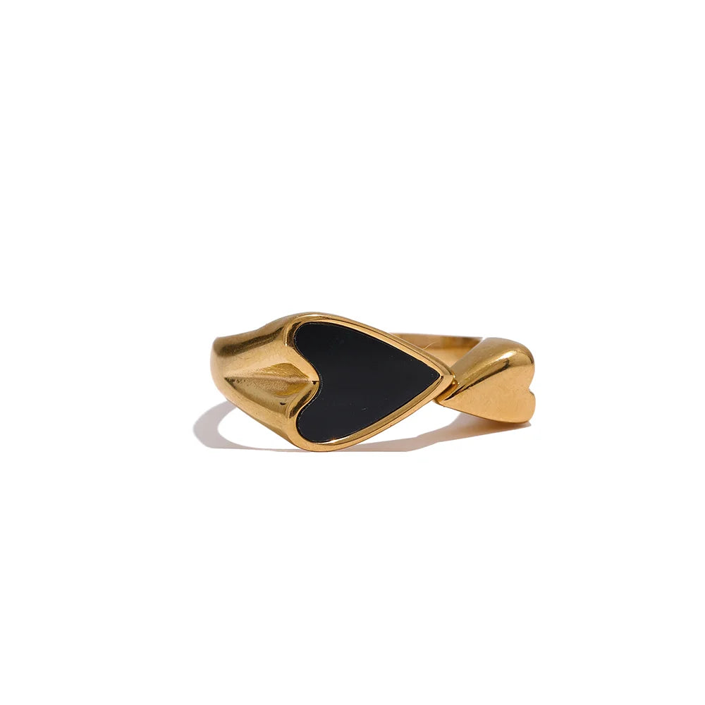 Anel Coração Dourado com Concha Natural Banhado a Ouro 18K | Zalzani