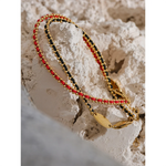 Yhpup requintado preto vermelho poliéster fio artesanal corrente chique pulseira fina pulseira de aço inoxidável coreano delicado jóias presente