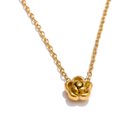 Conjunto de Joias Rosa com Flor Banhado a Ouro | Zalzani