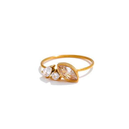 Anel Delicado com Zircônia Cúbica Banhado a Ouro 18K | Zalzani