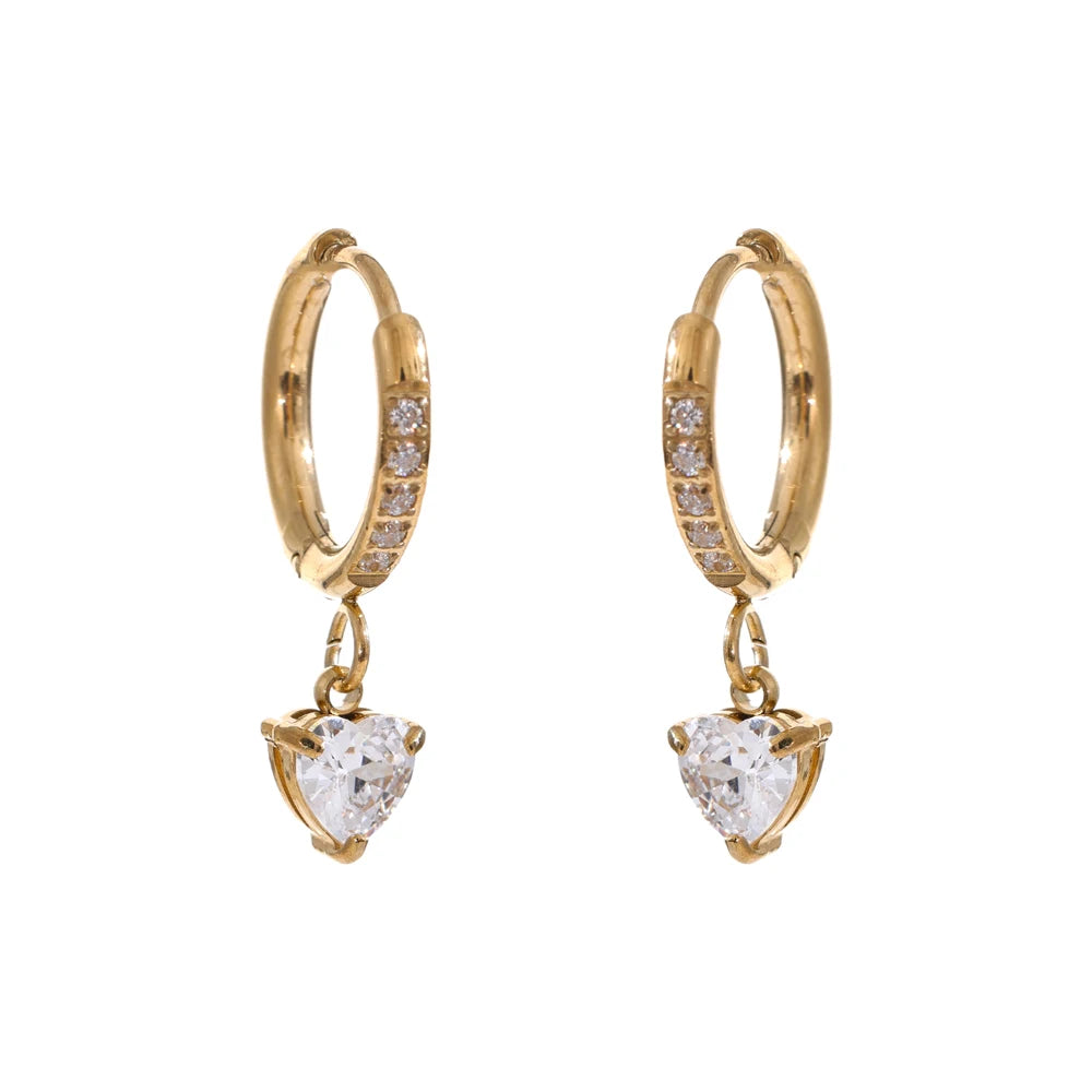 Zalzani Brincos de Argola com Zircônia Cúbica e Flor