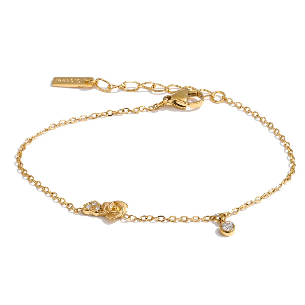 Pulseira Fina em Aço Inoxidável com Zircônia - Zalzani Joias