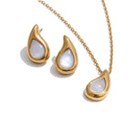 Yhpup 2025 concha gota de água pingente colar brincos chique 18k ouro pvd banhado aço inoxidável popular jóias presente