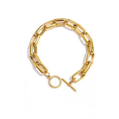 Pulseira de Corrente de Aço Inoxidável Yhpup, Resistente a Manchas, Textura Metálica, Fecho de Tarraxa, Joia de Pulso Individualista