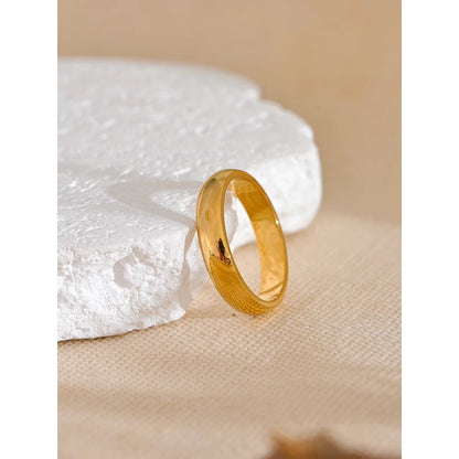 Yhpup 6789 #   Diário clássico moda aço inoxidável suave brilhante anel 18k banhado a ouro jóias hipoalergênicas de alta qualidade banhado
