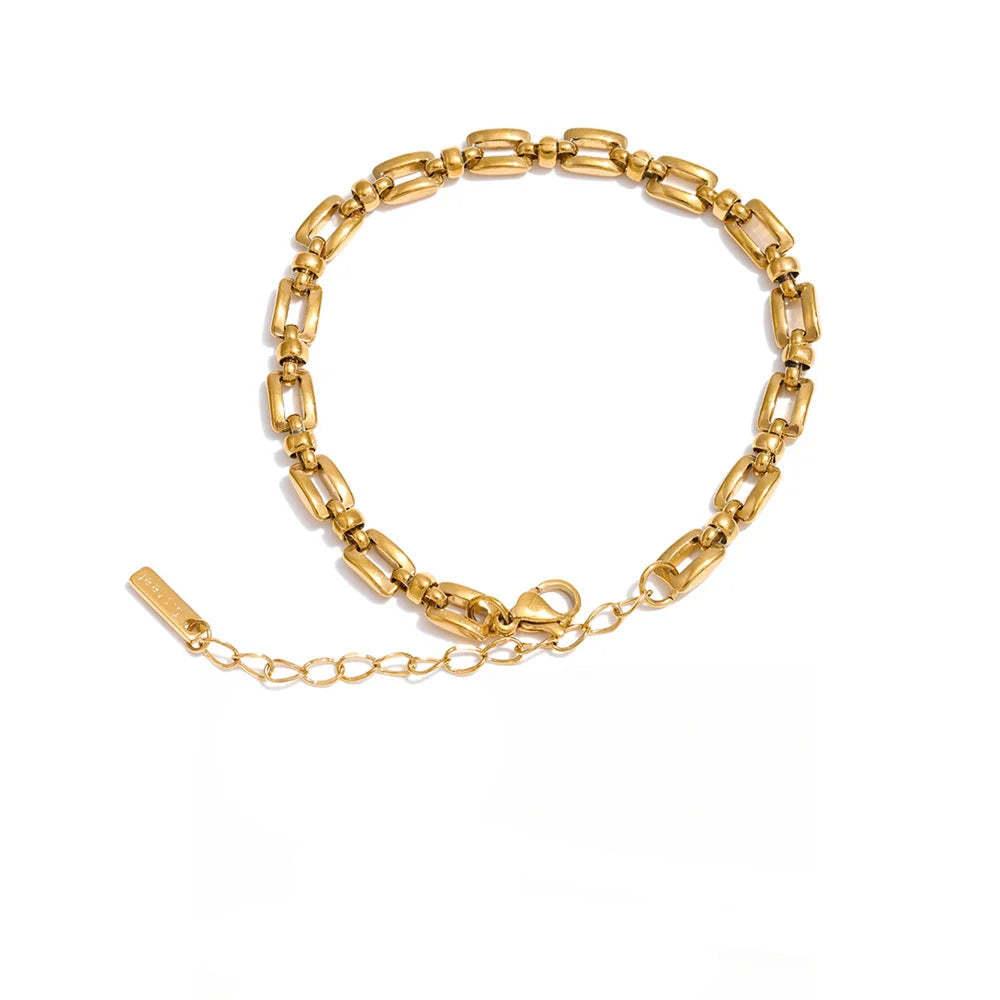 Pulseira de Aço Inoxidável Yhpup, Corrente de Metal de Alta Qualidade, Joia de Pulso Personalizada e à Prova d'Água para Mulheres